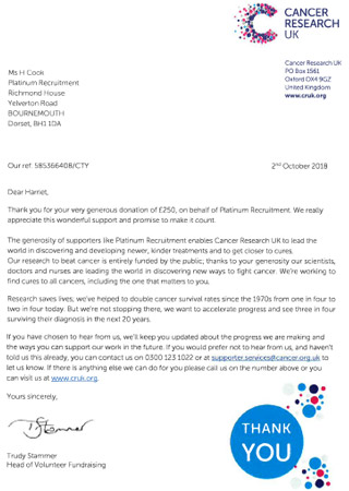 Cancer Platinum Recruitment Charity